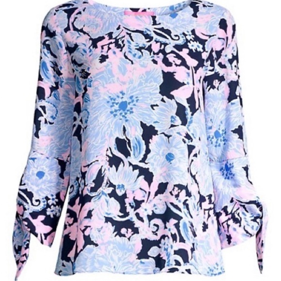🌼NWT Lilly Pulitzer 3/4 Sleeve Blouse Top with Bow Detail Sz XL - Picture 13 of 14